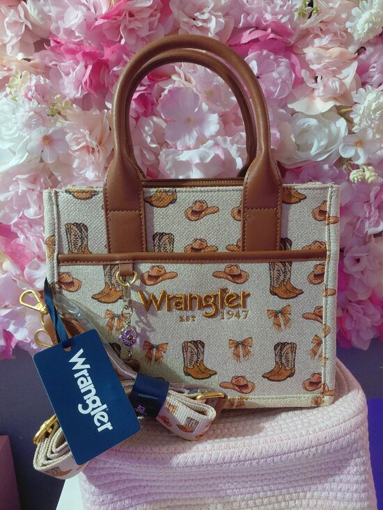 Wrangler Handbags - Wrangler Rodeo Icons Tote Bags Medium Satchel Handbags Western Canvas Top Handle